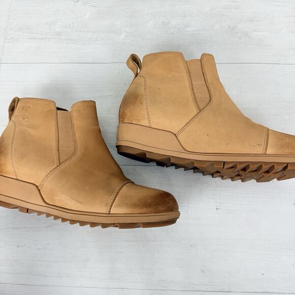 Sorel Evie Chelsea Bootie Womens 10 Pull-On Ankle Boots Tan Leather Fall Comfort - Picture 10 of 13